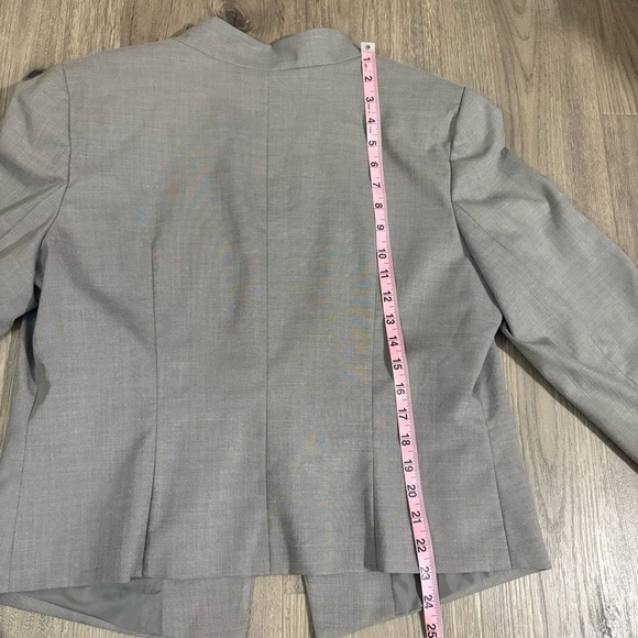 Calvin Klein Women’s Gray Asymmetrical Open Front Blazer Size 14 Career Stretch - Picture 10 of 15